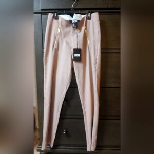 DKNY Tan and White Ankle Cropped Pants with Relaxed Fit